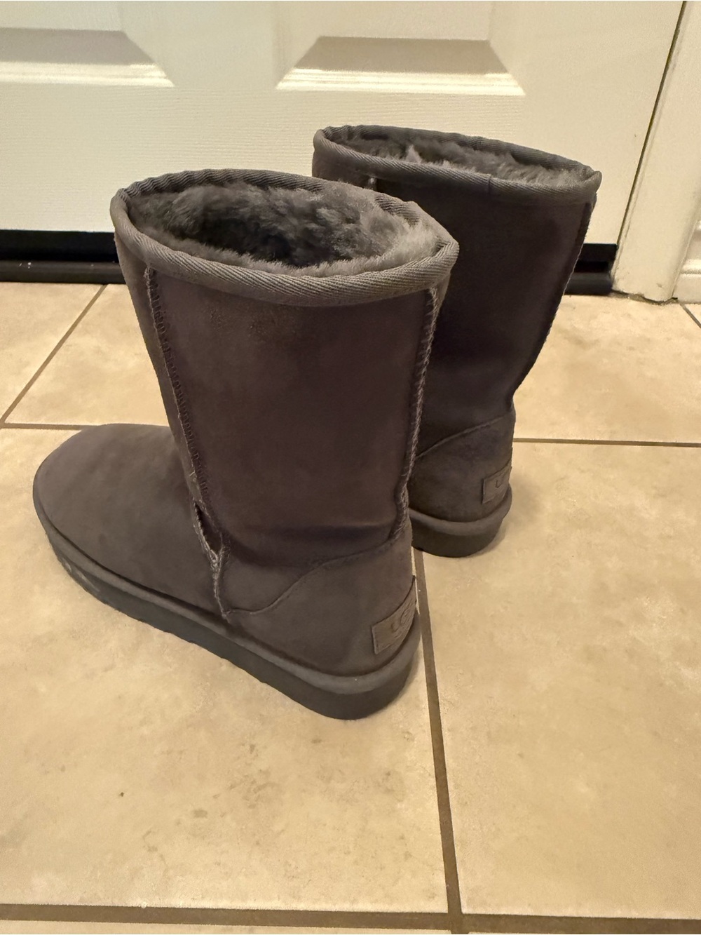 UGG Gray Shearling-Lined Suede Boots Interior View